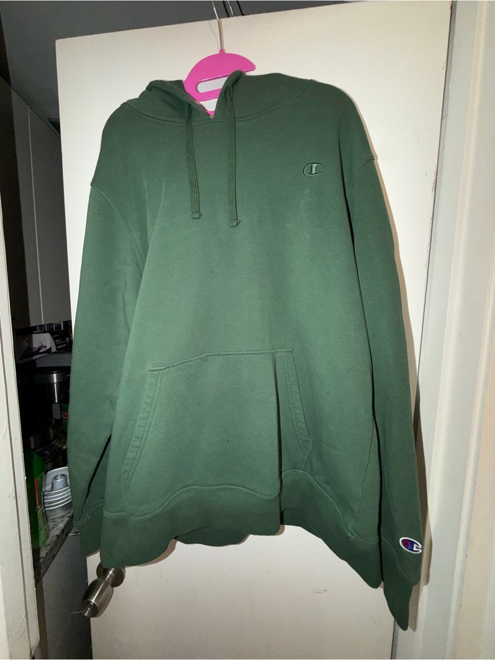 Champion Men's Dark Green Hoodie Sweatshirt